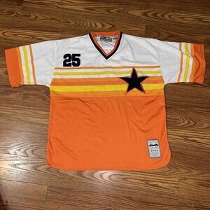 VNTG Houston Astros 1980 NYC 212 Jersey Men XL Orange‎ #25 Baseball Jersey!